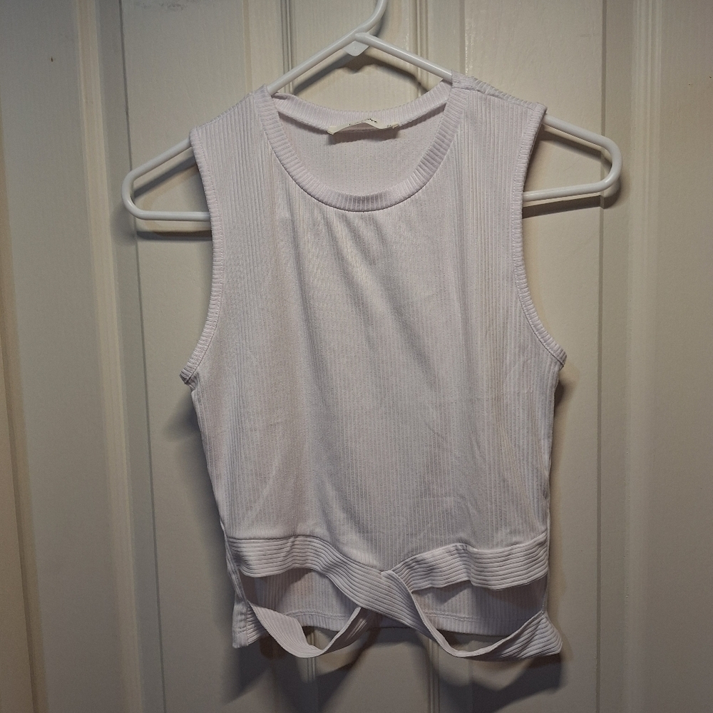 Wild Love White Ribbed Sleeveless Cropped Top